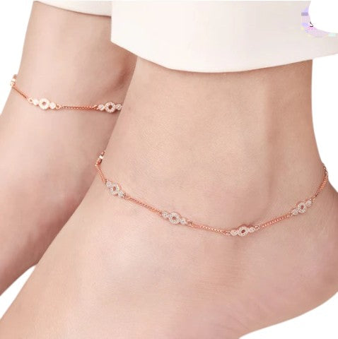 Blush Brilliance CZ Rose Gold-Plated 925 Sterling Silver Anklet By Kesardeep Impex For Women
